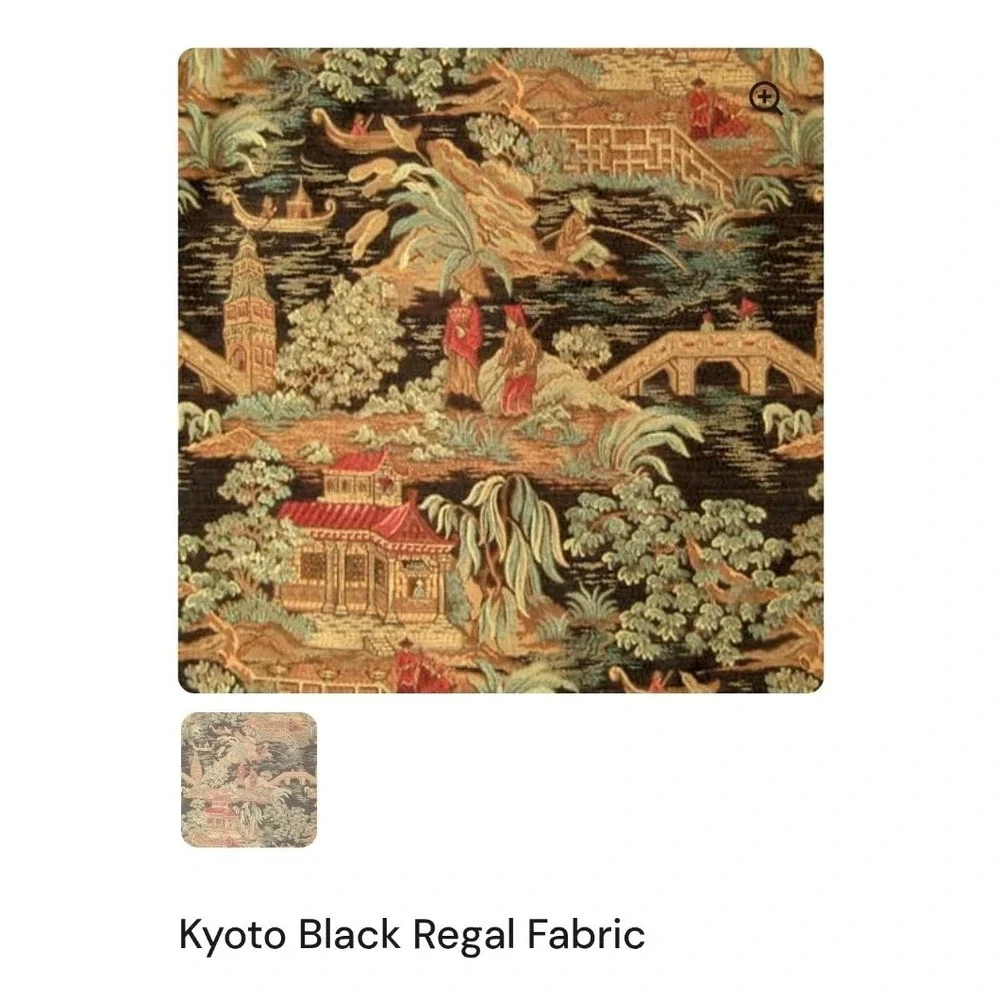 Tapestry Pillow‎ Kyoto Black Fringe Chinoiserie 20